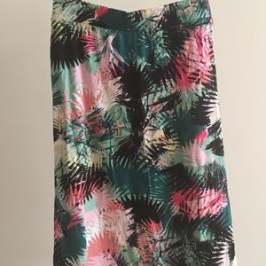 Tropical Print Midi Skirt